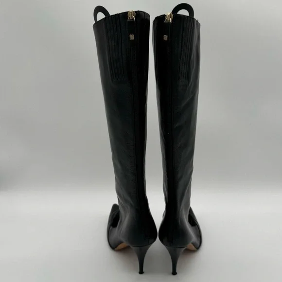 Oscar De la Renta 2009 Y2K Leather Italian Knee High Boots 41
